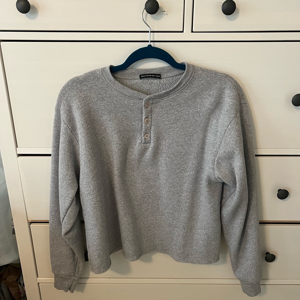 Brandy Melville Gray Henley Sweater